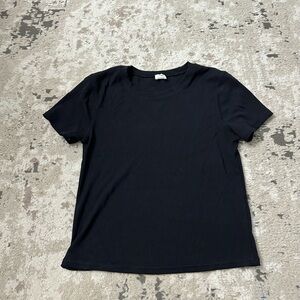 Wilfred Black Ribbed Short Sleeve Top Size Large